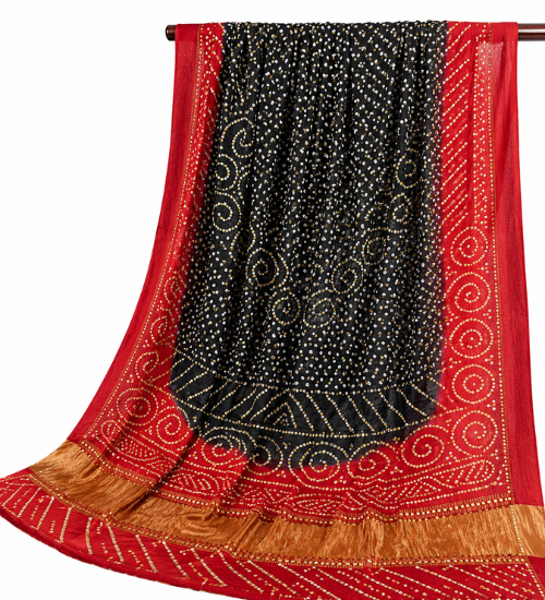 pure silk rajasthani chunri mukesh dupatta – traditional handmade ethnic dupatta for women