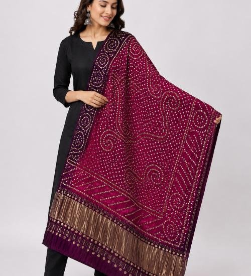 pure silk rajasthani chunri mukesh dupatta – traditional handmade ethnic dupatta for women